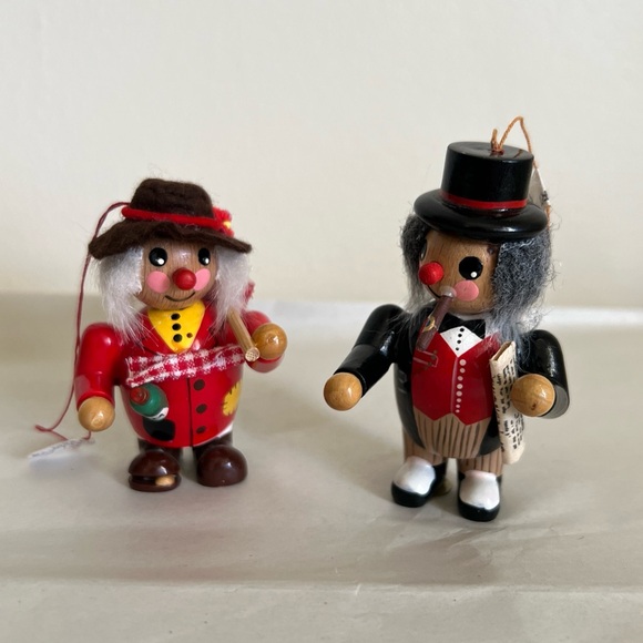 (2) Kathe Wohlfahrt Wooden Ornaments Hobo and Smoker w/tags - Picture 1 of 5